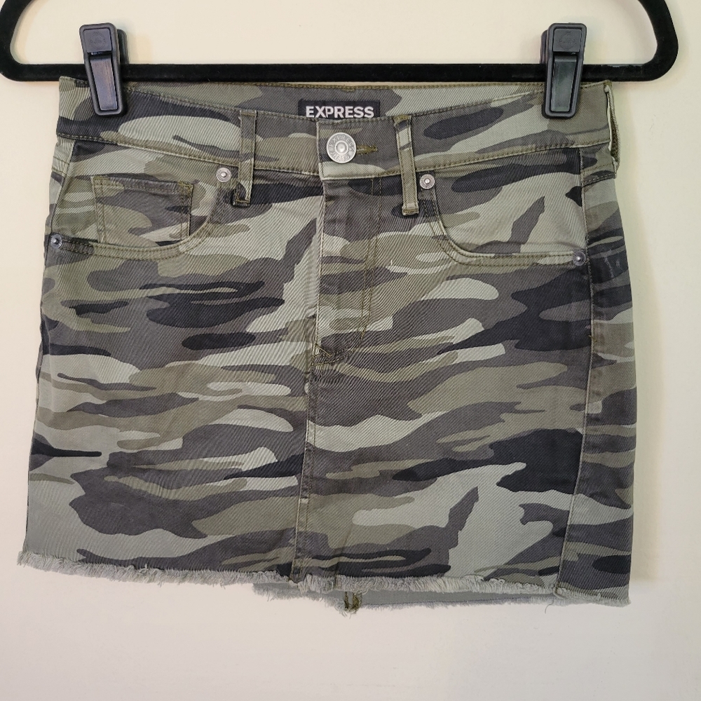 {3/$20} Express Camo Jean Mini Skirt